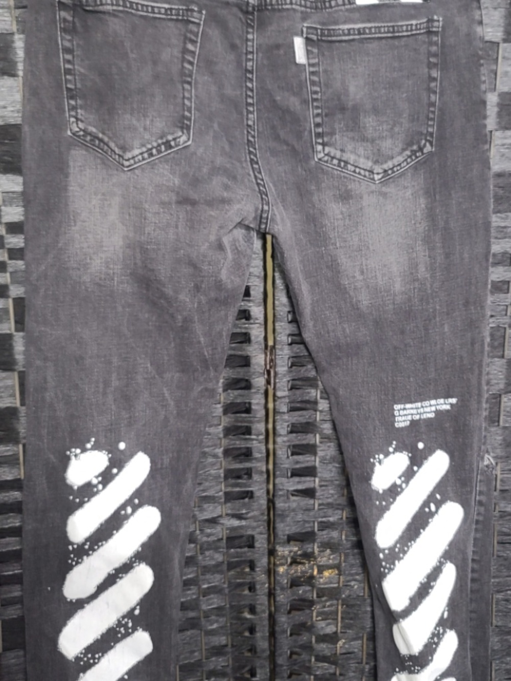 Off-White denim dark grey distressed jeans size 38 - Picture 8 of 9